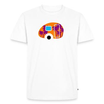 Caravane Palmiers Vacances en mer du Sud Camping Fan de caravane - T-shirt Premium bio Homme - blanc - Devant - Nico (187cm)