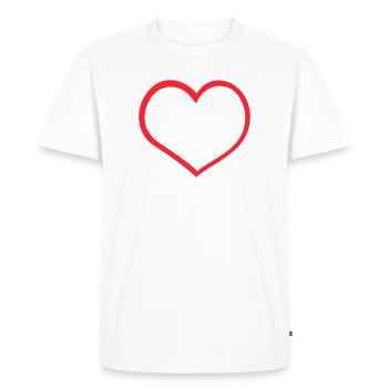 Minimalisme du contour du cœur rouge - T-shirt Premium bio Homme - blanc - Devant - Nico (187cm)