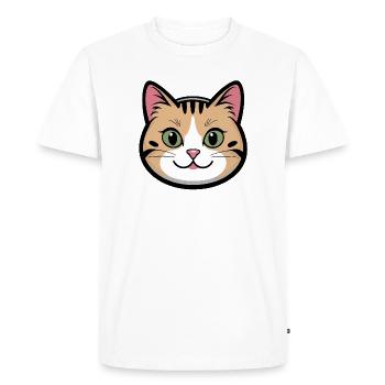 Dessin animé Sourire tête de chat - T-shirt Premium bio Homme - blanc - Devant - Nico (187cm)