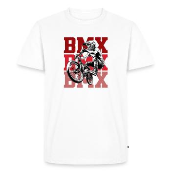 BMX Rider in Red Background - Men's Premium Organic T-Shirt - white - Front - Nico (187cm)
