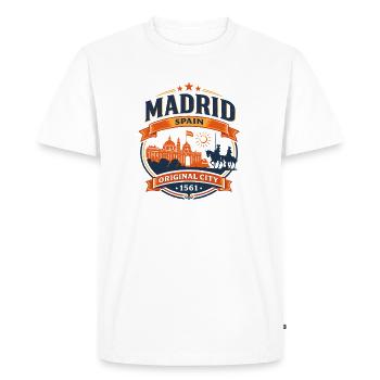 Madrid Original City 1561 - Men's Premium Organic T-Shirt - white - Front - Nico (187cm)