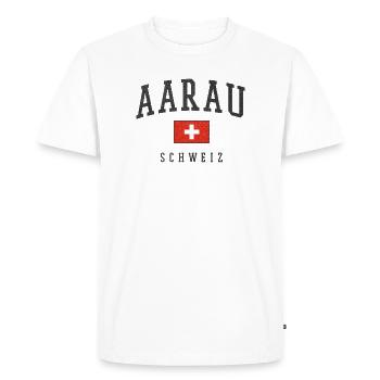 Aarau Switzerland Emblem Vintage - Men's Premium Organic T-Shirt - white - Front - Nico (187cm)