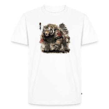 Tiger Samurai Armor in front of castle - Men's Premium Organic T-Shirt - white - Front - Nico (187cm)