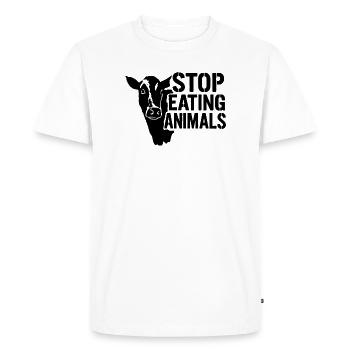 Arrête la souffrance animale : pas de viande - T-shirt Premium bio Homme - blanc - Devant - Nico (187cm)