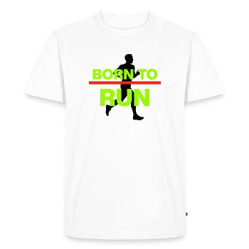 BORN TO RUN! MARATHON, RUNNING, JOGGING - Men's Premium Organic T-Shirt - white - Front - Nico (187cm)