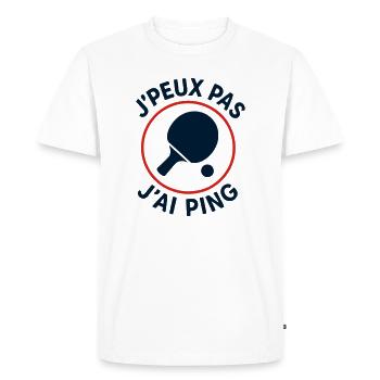 J'peux pas J'ai Ping - T-shirt Premium bio Homme - blanc - Devant - Nico (187cm)