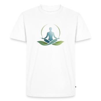 Symbole yoga nature – Équilibre et calme - T-shirt Premium bio Homme - blanc - Devant - Nico (187cm)