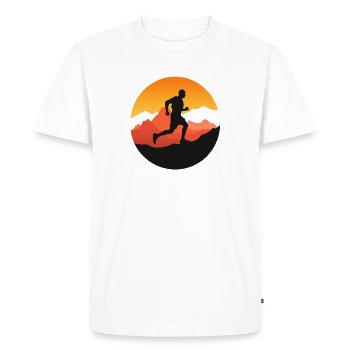 Course à pied – Symbole de liberté - logo trail - T-shirt Premium bio Homme - blanc - Devant - Nico (187cm)