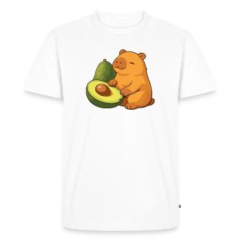 Capybara avec avocat - T-shirt Premium bio Homme - blanc - Devant - Nico (187cm)