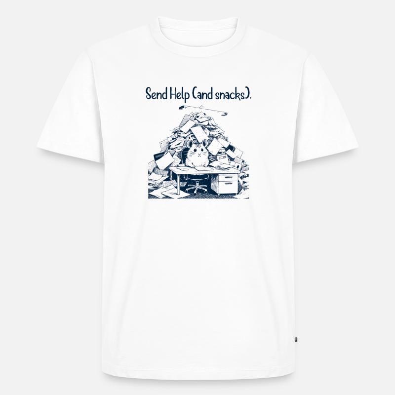 Hamster - Send Help and Snacks - Männer Premium Bio T-Shirt - Weiß
