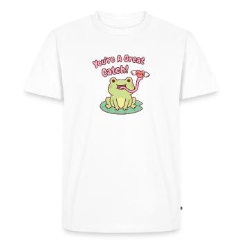 Cute Frog Catches Heart You Are A Great Catch - Men's Premium Organic T-Shirt - white - Front - Nico (187cm)