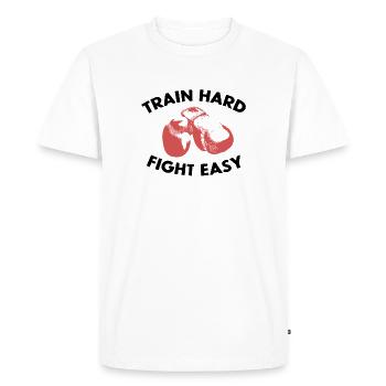 TRAIN HARD FIGHT EASY - T-shirt Premium bio Homme - blanc - Devant - Nico (187cm)