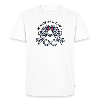 Cosmic Lovers: Astronaut Hearts - T-shirt Premium bio Homme - blanc - Devant - Nico (187cm)
