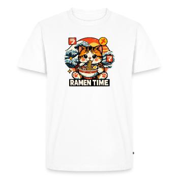 Chats Ramen Nouilles Anime japonais Manga Kawaii - T-shirt Premium bio Homme - blanc - Devant - Nico (187cm)