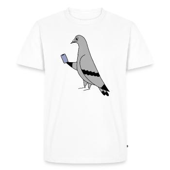 Pigeon Check Phone – Illustration minimale - T-shirt Premium bio Homme - blanc - Devant - Nico (187cm)