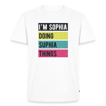 Je suis Sophia qui fait des choses Sophia Rétro Colors - T-shirt Premium bio Homme - blanc - Devant - Nico (187cm)