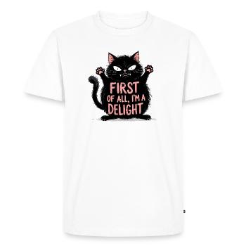 Tout d’abord, je suis un vrai plaisir - T-shirt Premium bio Homme - blanc - Devant - Nico (187cm)