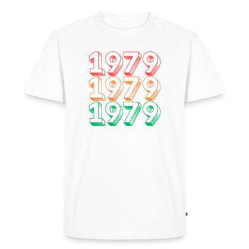Neon Retro 1979 Year Design - Men's Premium Organic T-Shirt - white - Front - Nico (187cm)