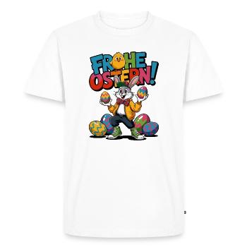 Joyeux lapin de Pâques - T-shirt Premium bio Homme - blanc - Devant - Nico (187cm)
