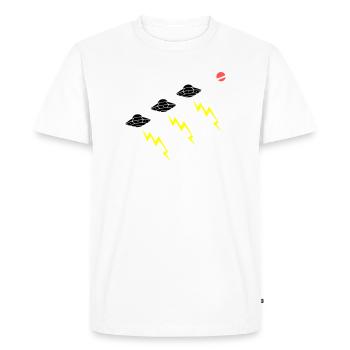 Invasion d’OVNIs, attaque éclair Vector extraterrestre - T-shirt Premium bio Homme - blanc - Devant - Nico (187cm)