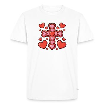 Cross of Hearts Valentine Display - Men's Premium Organic T-Shirt - white - Front - Nico (187cm)
