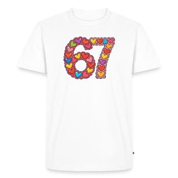 Heart Mosaic 67 Colorful Love Doodle - Men's Premium Organic T-Shirt - white - Front - Nico (187cm)