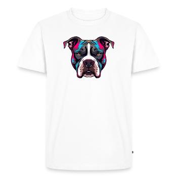 Portrait de pitbull néon - T-shirt Premium bio Homme - blanc - Devant - Nico (187cm)