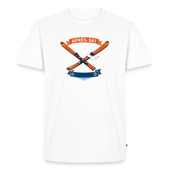 Comic ski crossed with cheerful banner - Men's Premium Organic T-Shirt - white - Front - Nico (187cm)