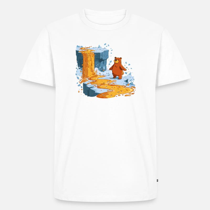 Bär am Lavastrom auf Eis - Männer Premium Bio T-Shirt - Weiß