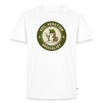 Conditionneur de sol pour taupes : autosuffisance horticole - T-shirt Premium bio Homme - blanc - Devant - Nico (187cm)