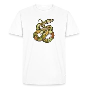 Serpent mosaïque élégant : Art de reptiles en vitrail - T-shirt Premium bio Homme - blanc - Devant - Nico (187cm)
