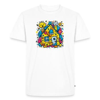Éclaboussure de couleur de la maison riante - T-shirt Premium bio Homme - blanc - Devant - Nico (187cm)