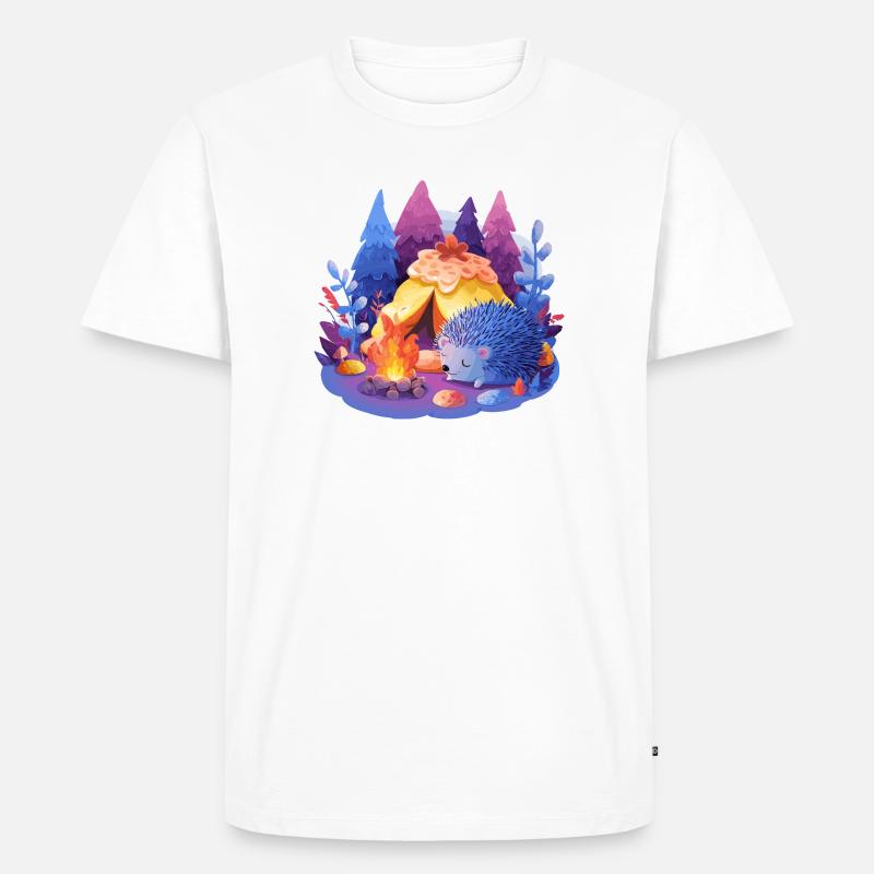 Schlafender Igel am Lagerfeuer - Männer Premium Bio T-Shirt - Weiß