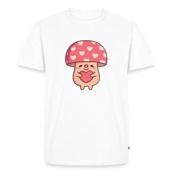 Cute Mushroom Hugging Heart Valentine - Men's Premium Organic T-Shirt - white - Front - Nico (187cm)