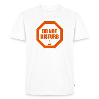 Signalement du panneau stop Ne pas déranger - T-shirt Premium bio Homme - blanc - Devant - Nico (187cm)