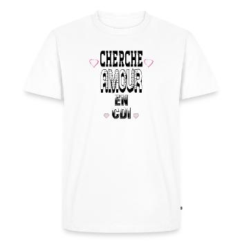 Looking for Love on a Permanent Contract - Men's Premium Organic T-Shirt - white - Front - Nico (187cm)