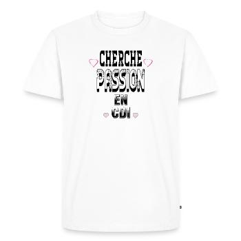 Looking for a passion on a permanent contract - Men's Premium Organic T-Shirt - white - Front - Nico (187cm)