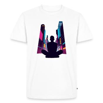 Zen dans la Cité Néon - T-shirt Premium bio Homme - blanc - Devant - Nico (187cm)
