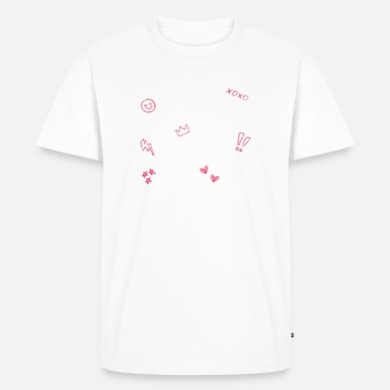 Herzkrone Doodle Pop Art - Männer Premium Bio T-Shirt - Weiß