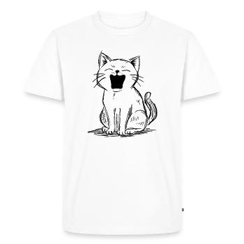 Loud Meowing Cat Doodle | Funny Cat Sketch - Men's Premium Organic T-Shirt - white - Front - Nico (187cm)