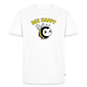 Bee Happy – Mignonne abeille dessinée en jaune noir - T-shirt Premium bio Homme - blanc - Devant - Nico (187cm)