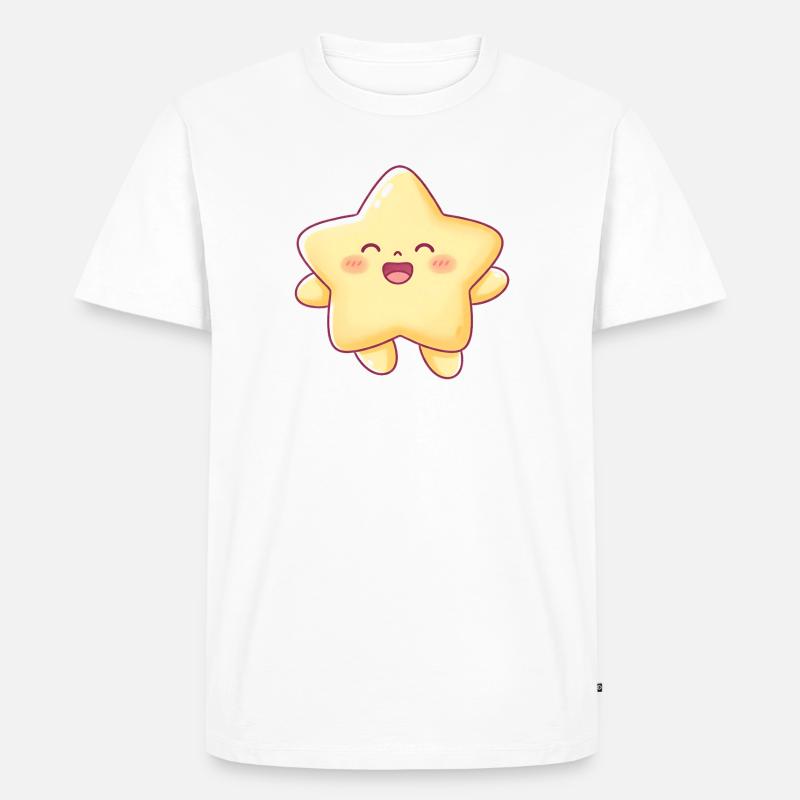 Kawaii Sternchen Lächeln Stern Kinder - Männer Premium Bio T-Shirt - Weiß