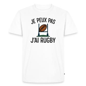 Je peux pas j'ai rugby - T-shirt Premium bio Homme - blanc - Devant - Nico (187cm)