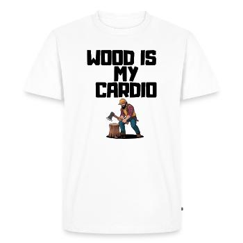 Wood Is My Cardio - Lumberjack Splitting Wood - T-shirt Premium bio Homme - blanc - Devant - Nico (187cm)