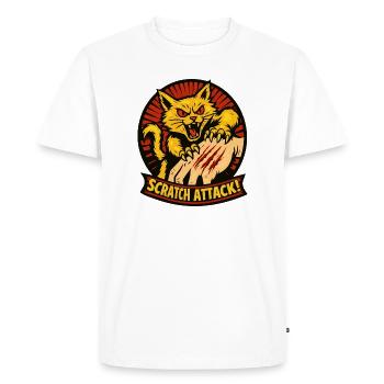 Scratch Attack Angry Cat Claw Design - Men's Premium Organic T-Shirt - white - Front - Nico (187cm)