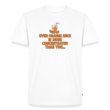 Concentration de jus d’orange, drôle de dicton. - T-shirt Premium bio Homme - blanc - Devant - Nico (187cm)
