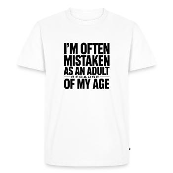 I'm often mistaken as an adult because of my age - Men's Premium Organic T-Shirt - white - Front - Nico (187cm)