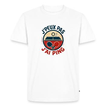 J'peux pas J'ai Ping - T-shirt Premium bio Homme - blanc - Devant - Nico (187cm)