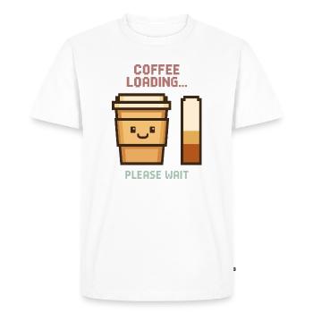 Coffee Loading Pixel Art - Morning Start with Charm - Men's Premium Organic T-Shirt - white - Front - Nico (187cm)