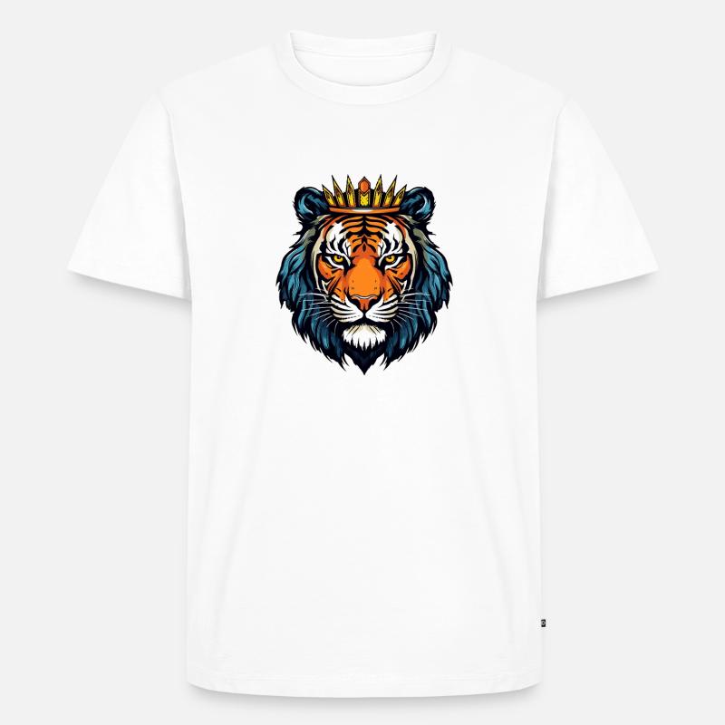 Königlicher Tigerkopf mit Krone - Männer Premium Bio T-Shirt - Weiß